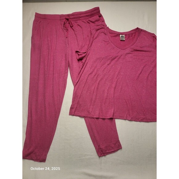 NATORI  Bella Spring Hacci Jogger & Short Sleeve Top Lounge Set Pink XXL - Picture 1 of 7